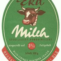 ALT ! Etikett "Eka Milch 3 %" Milch-Centrale Würzburg e.G.m.b.H. Unterfranken