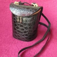 NEU: Damen Handtasche Kroko Optik schwarz rund Umhänge Tasche Schulter Cross Bag