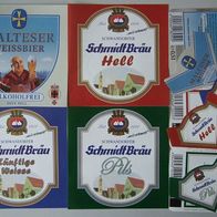 3 Bier-Etiketten - Schmidt Bräu, Schwandorf, Bayern + 1 (étiquettes)