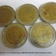 Frankreich 2 Euro Münzen 5 x 2 Euro- Sondermünzen- lesen- ansehen-