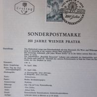 Österreich Ersttagsblatt -200 Jahre Wiener Prater-14. April 1966-