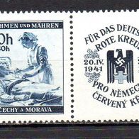 D. Reich Böhmen und Mähren 1941, Mi. Nr. 0062 / 62, als W Zd 9, postfrisch #09494
