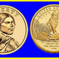 USA : 1 $ Indianer Native American Dollar Sacagawea Vertrag Delawaren 2013 D oder P