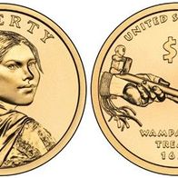 USA : 1 $ Indianer Native American Dollar Sacagawea Wampanoag Vertrag 2011 D oder P