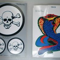 Totenkopf Aufkleber Postkarte & Cobra um 1980 UHW Sticker