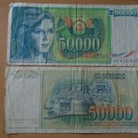 Banknote Jugoslawien: 50000 Dinara von 1988