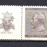 D. Reich Böhmen und Mähren 1941, Mi. Nr. 0074 / 74, W Zd 24, postfrisch #09573