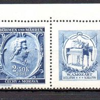D. Reich Böhmen und Mähren 1941, Mi. Nr. 0082 / 82, W Zd 37, postfrisch #09621