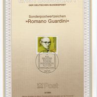 BRD / Bund 1985 100. Geburtstag von Romano Guardini MiNr. 1237 ETB 4