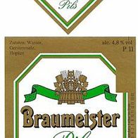 Bieretikett "Braumeister Pils" für Germania Weißenfels von Heidebrauerei Colbitz