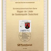 BRD / Bund 1993 Wappen der Länder der BRD MiNr. 1664 ETB 39