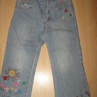 superniedliche Jeans Topolino Gr. 92 mit Postickerei Patchworkstyle (0114)