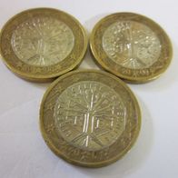 Frankreich 1 Euro Münzen 1999 + 2000 + 2001- 3x1 €uro -Umlaufmünzen-gut erhalten-