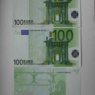 1 mal 100 Euro Geldschein 2002 S Trichet