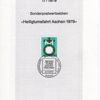 BRD / Bund 1979 Heiligtumsfahrt Aachen MiNr. 1017 ETB 17