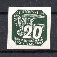 D. Reich Böhmen und Mähren 1943, Mi. Nr. 0123 / 123, Zeitungsmarke ungebraucht #09812