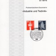 BRD / Bund 1976 Freimarken: Industrie und Technik MiNr. 848 + 859 ETB 5