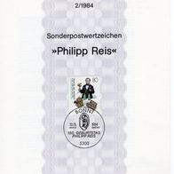 BRD / Bund 1984 150. Geburtstag von Philipp Reis MiNr. 1198 ETB 2