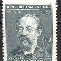 D. Reich Böhmen und Mähren 1944, Mi. Nr. 0138 / 138, Smetana, postfrisch #09847
