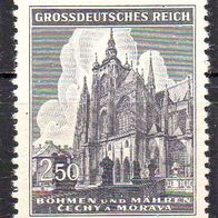 D. Reich Böhmen und Mähren 1944, Mi. Nr. 0141 / 141, St. Veits-Dom, postfrisch #09856