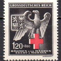 D. Reich Böhmen und Mähren 1943, Mi. Nr. 0132 / 132, Rotes Kreuz, ungebraucht #09869