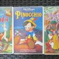 Walt Disney Klassiker: VHS Kassette Schneewittchen Pinocchio Bambi Märchenfilme