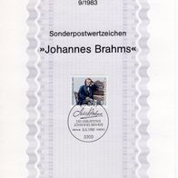 BRD / Bund 1983 150. Geburtstag von Johannes Brahms MiNr. 1177 ETB 9