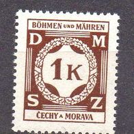 D. Reich Böhmen und Mähren 1941 Dienst, Mi. Nr. 0006 / D6, postfrisch #09930