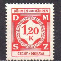 D. Reich Böhmen und Mähren 1941 Dienst, Mi. Nr. 0007 / D7, ungebraucht #09958