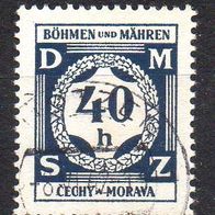 D. Reich Böhmen und Mähren 1941 Dienst, Mi. Nr. 0002 / D2, gestempelt #07071