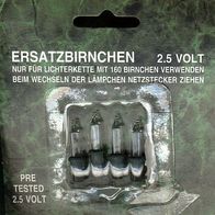 4 Ersatzlämpchen / Ersatzbirnchen 2,5V für Lichterkette mit 160 Birnchen