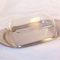 WMF Tischfein Edelstahl-Butterschale mit Acrylglas-Haube, 70er Jahre