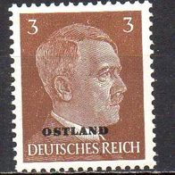 D. Reich Ostland 1941, Mi. Nr. 0002 / 2, Freimarke Hitler, postfrisch #07462