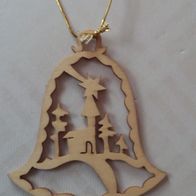 Glocke als Weihnachtsbaum-Anhänger aus Holz