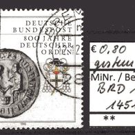 BRD / Bund 1990 800 Jahre Deutscher Orden MiNr. 1451 gestempelt -4-