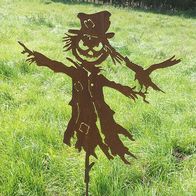 Große Vogelscheuche Aus Edelrost – 80x67cm Gartenfigur Mit Erdspieß, Rustikale Gartendekoration Für Halloween Und Ganzjährig