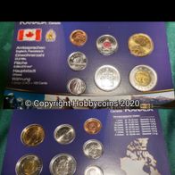 CDN : Kanada Münzsatz 1 Ct bis 2 Dollar mit 25 cts roter Mohn (colored poppy)