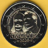 Luxemburg 2 Euro Sondermünze 2020 Gebertstag Henry bankfrisch aus Rolle 58
