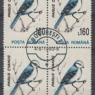BM119) Rumänien Mi. Nr. 4883 Viererblock o, Lasurmeise