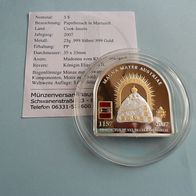 Vatikan 2007 5 $ Mariazell mit Swarovski Cook-Inseln Gold Silber PP * *