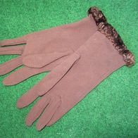 Original DDR Damen Finger Handschuhe braun elastisch Gr. 6-7 Stoff Vintage Retro