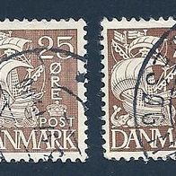 Dänemark 1934, Mi.-Nr. 208, Type I + II, gestempelt