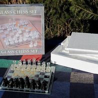 Schachspiel aus Glas, Glass Chess Set 25 x 25 cm, klar / schwarz