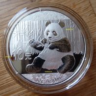China Panda 10 Yuan 2017 - BU - .999 Ag in original Kapsel