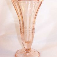 Art Deco Rose-Pressglas-Fußvase, 20er Jahre