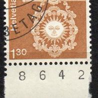 Schweiz gestempelt Michel Nr. 991 mit Bogennummer