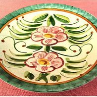 Majolika Italien Claudio Bernini - Schale Platte Teller - rosa Blumen Blüte - Keramik