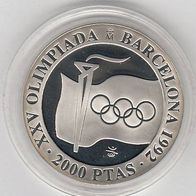 Spanien 2000 Pesetas 1991, "OLYMPISCHES Feuer, Sommerolympiade Barcelona 1992