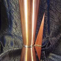 Messing-Vase mit Holzgriff, 50/60ger J. Design