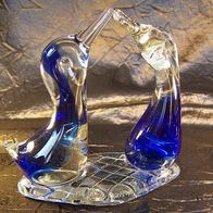 Murano/ Überfangglas Figur " Zwei blaue Vogel "